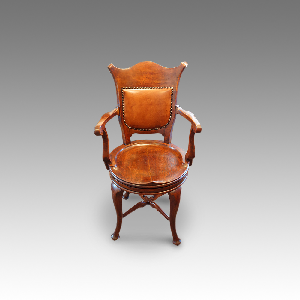Edwardian-oak-revolving-desk-chair-2.jpg Edwardian oak revolving desk chair - Image 1