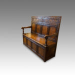 Edwardian oak settle - Image 3