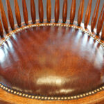 Edwardian oak spindle back revolving desk chair - Image 5