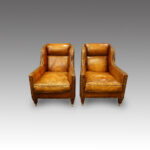 Edwardian leather easy chairs - Image 6