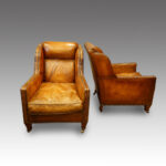 Edwardian leather easy chairs - Image 2