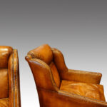 Edwardian leather easy chairs - Image 5