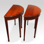 Pair of Edwardian mahogany demi lune console tables - Image 2