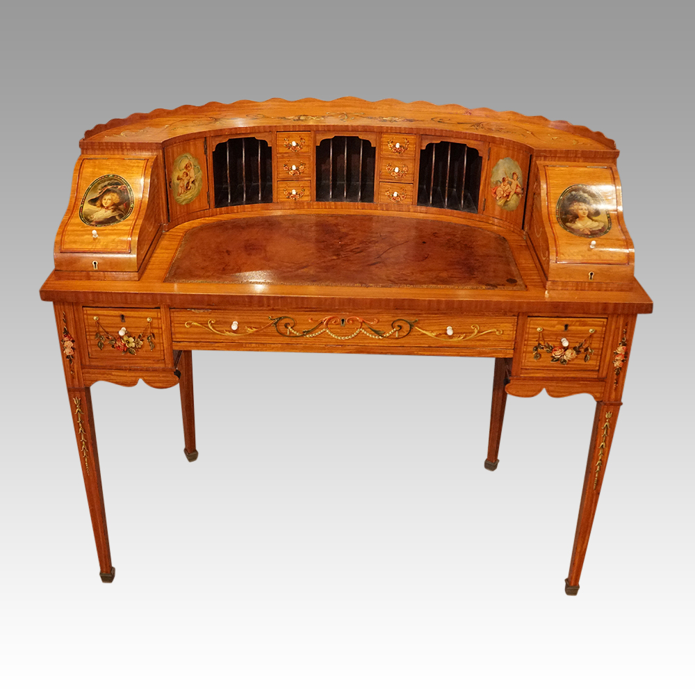 Edwardian-satinwood-decorated-Carlton-House-desk.jpg Edwardian satinwood painted Carlton House desk - Image 1