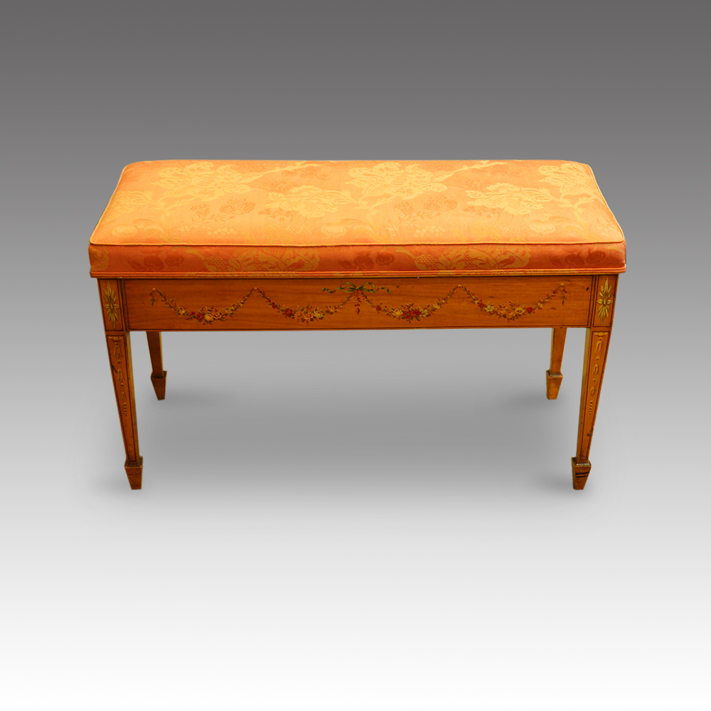 Edwardian-satinwood-duet-stool.jpg Edwardian satinwood duet stool - Image 1