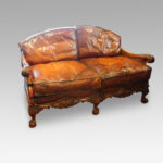 Edwardian walnut and leather bergere sofa - Image 2