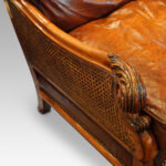 Edwardian walnut and leather bergere sofa - Image 13