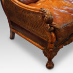 Edwardian walnut and leather bergere sofa - Image 14