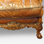 Edwardian walnut and leather bergere sofa - Image 10