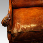 Edwardian walnut and leather bergere sofa - Image 7