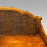 Edwardian walnut and leather bergere sofa - Image 5