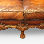 Edwardian walnut and leather bergere sofa - Image 3