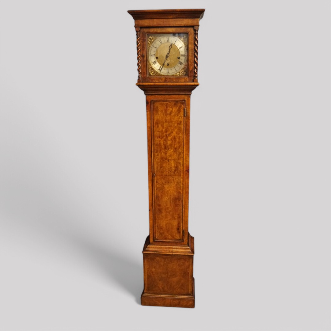 Edwardian-walnut-grandmother-clock.jpg Edwardian walnut grandmother clock - Image 1