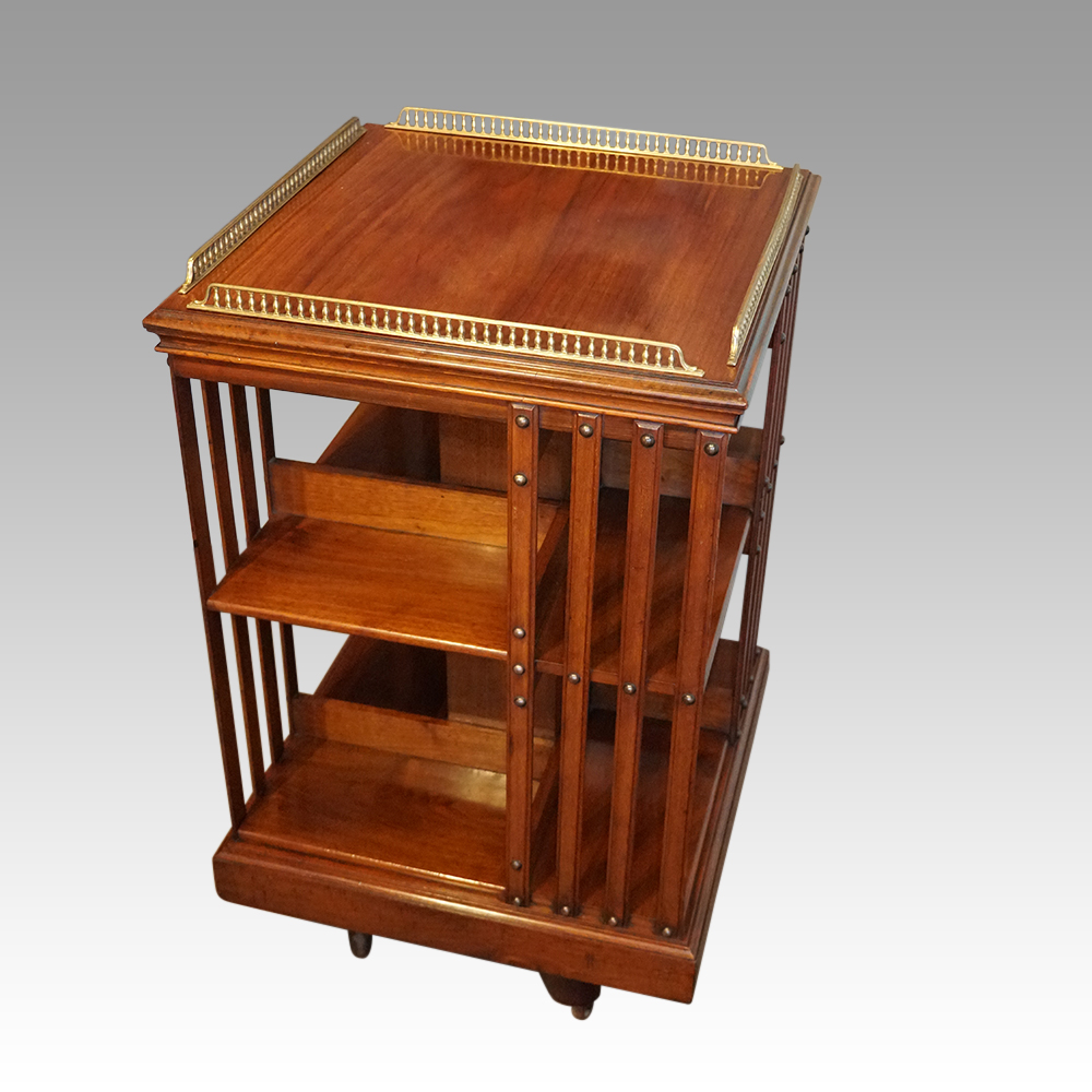 Edwardian-walnut-revolving-bookcase-1.jpg Edwardian walnut revolving bookcase - Image 1