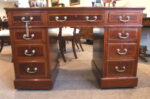 Edwardian Inlaid Mahogany Maple & Co Pedestal Desk