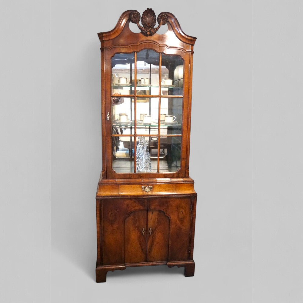 George-I-style-walnut-display-cabinet.jpg George I style walnut display cabinet - Image 1