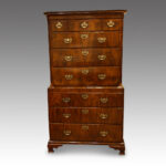 George II walnut chest on chest