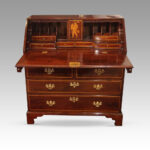 George III inlaid mahogany bureau - Image 4