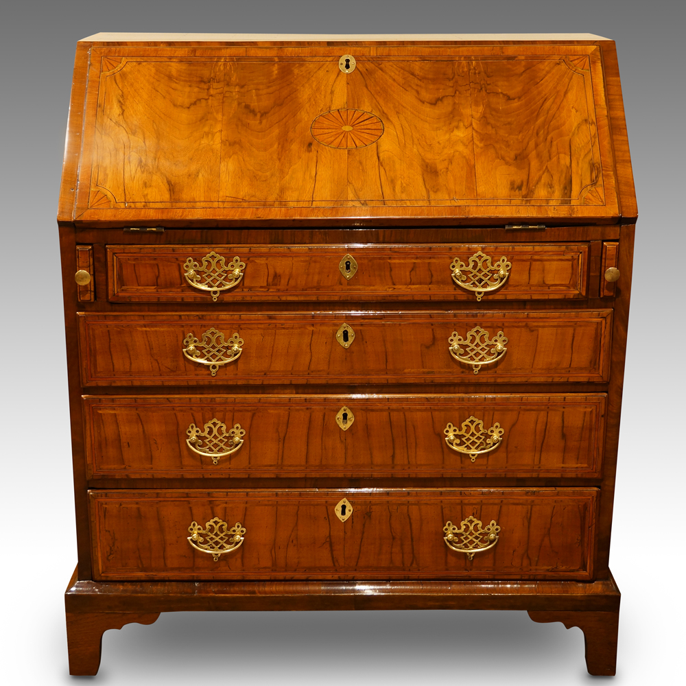 George-III-inlaid-walnut-bureau.jpg George III inlaid walnut bureau NOW SOLD - Image 1