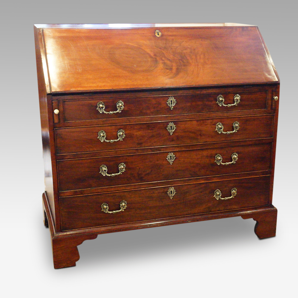 George-III-mahogany-bureau-front.jpg George III mahogany bureau - Image 1