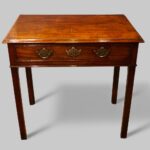 George III Mahogany Side Table with Chippendale Chamfered Legs and Original Fret Handles