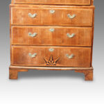 George III walnut chest on chest with sunburst inlay - Image 3