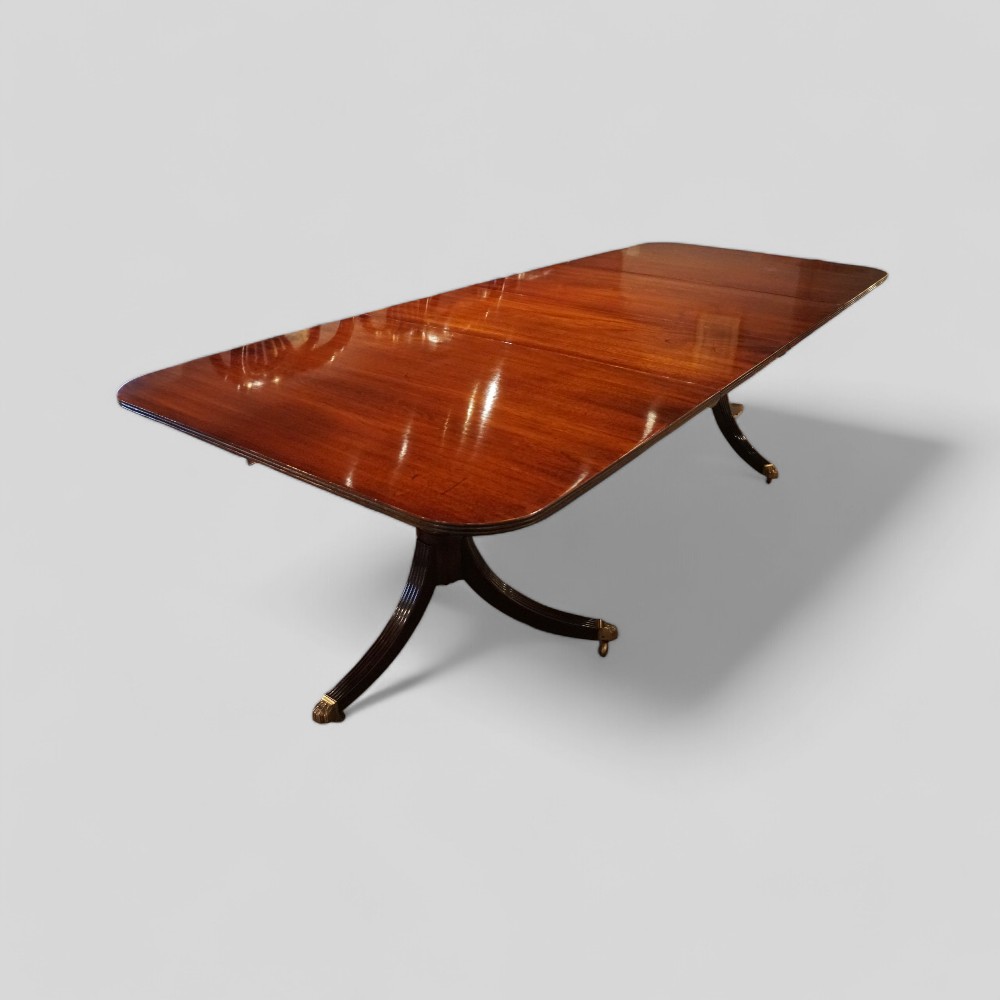 George-V-mahogany-twin-pillar-dining-table-angle-2.jpg George V mahogany pedestal dining table - Image 1