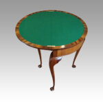 George V walnut demi lune card table  - Image 2