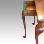 George V walnut demi lune card table  - Image 4