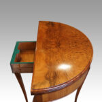 George V walnut demi lune card table  - Image 3