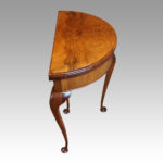 George V walnut demi lune card table  - Image 6