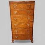 George VI walnut bow front chest - Image 2
