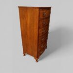 George VI walnut bow front chest - Image 4
