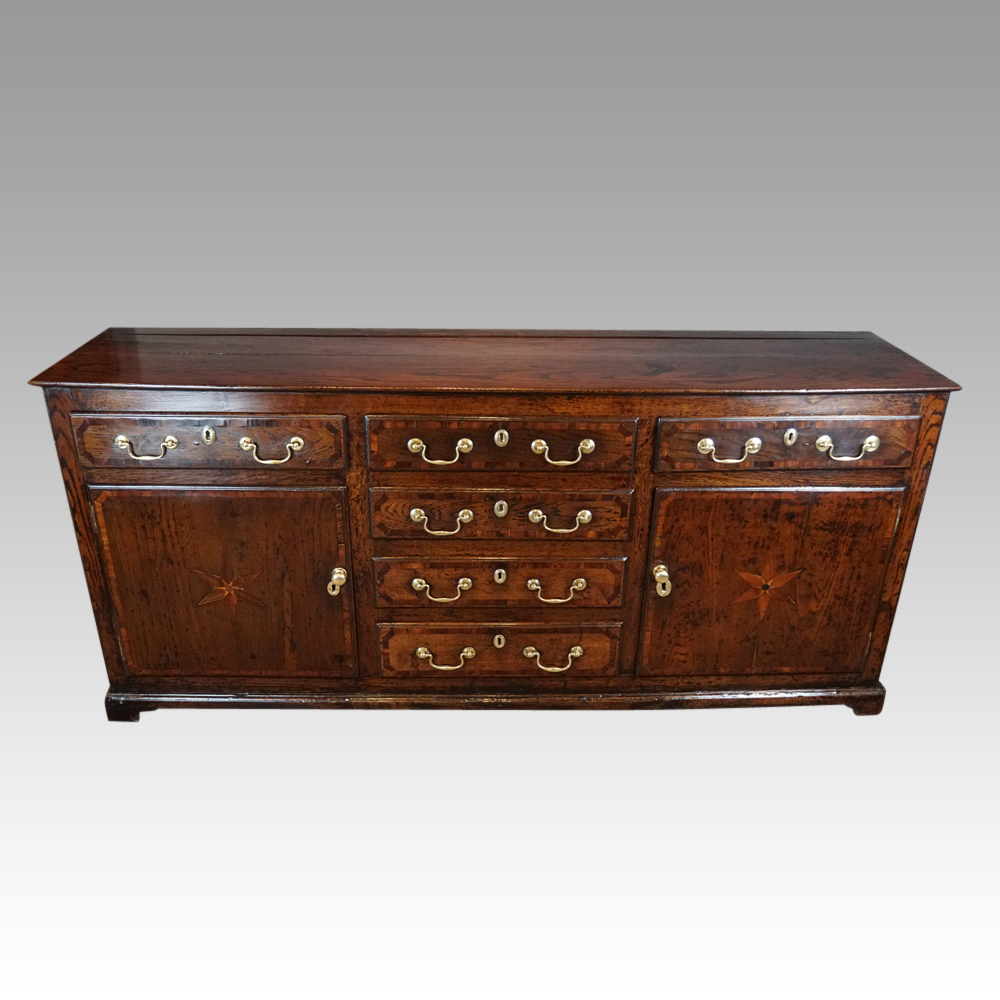 Georgian-oak-inlaid-dresser-base-1.jpg Georgian oak inlaid dresser base - Image 1