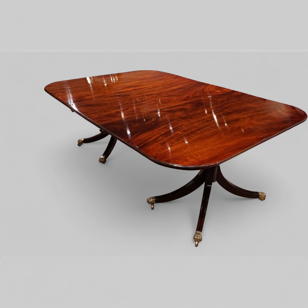 Georgian-style-twin-pillar-with-1-leaf-main.jpg Georgian style mahogany twin pillar dining table - Image 1
