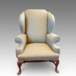Georgian style wing chair in Khaki tweed material