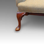 Georgian style wing chair in Khaki tweed material - Image 3