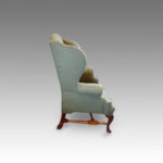 Georgian style wing chair in Khaki tweed material - Image 2