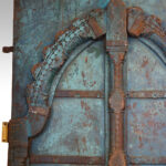 Indian carved teak doors with original paint - Image 3