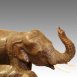 Japanese wood carving, group of elephants - Image 4