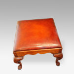 Large Georgian style leather top stool - Image 2