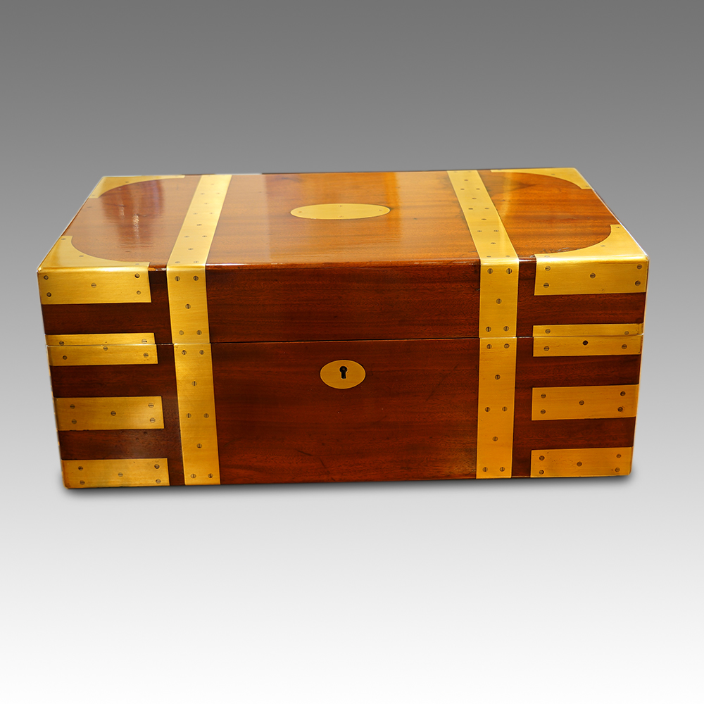 Large-Victorian-campaign-writing-slope.jpg Large Victorian campaign writing box - Image 1