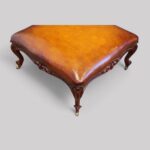 Large Victorian leather stool - Image 6