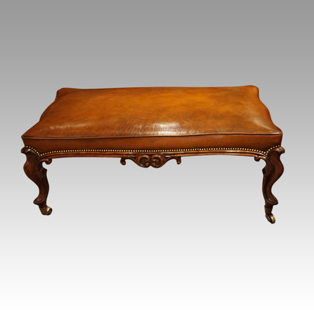 Large-Victorian-leather-stool.jpg Large Victorian leather stool - Image 1