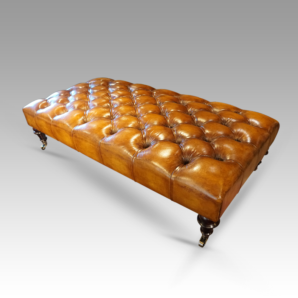 Large-deep-buttoned-leather-stool-top-angle.jpg Large Chesterfield buttoned leather stool - Image 1