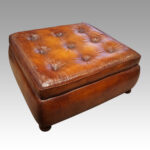 Large tobacco leather Pouffe