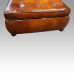 Large tobacco leather Pouffe - Image 6