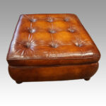 Large tobacco leather Pouffe - Image 3