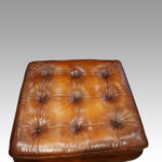 Large tobacco leather Pouffe - Image 2