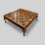 Large leather Chesterfield stool